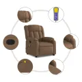 Fauteuil inclinable de massage électrique marron tissu