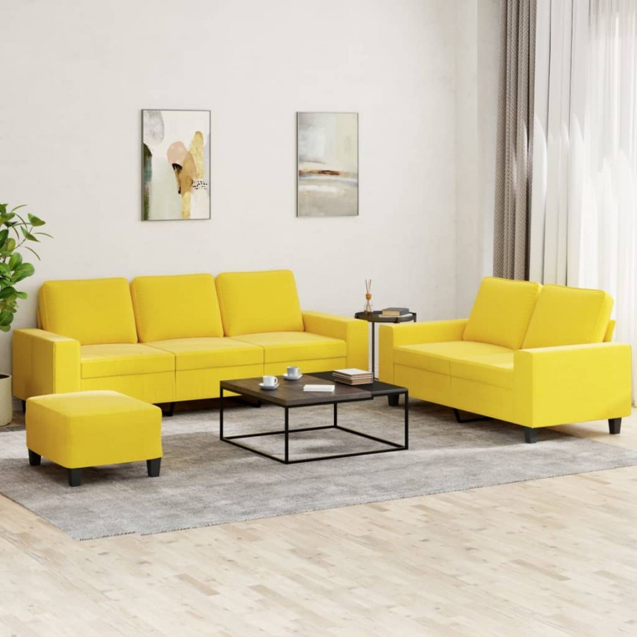 Ensemble de canapés 3 pcs jaune clair tissu