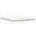 Cadre de lit métal avec tête de lit/pied de lit blanc 183x213cm