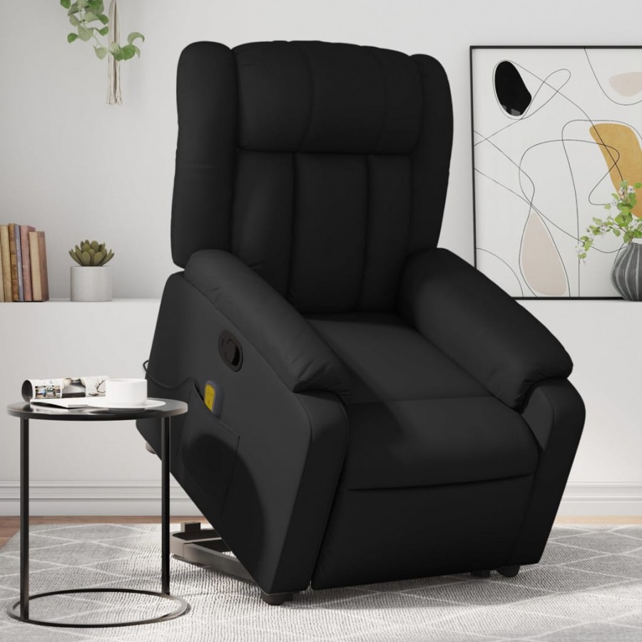 Fauteuil inclinable de massage Noir Similicuir