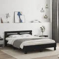 Cadre de lit avec tête de lit noir 140x190 cm bois d'ingénierie