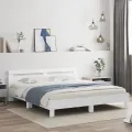 Cadre de lit avec tête de lit et LED blanc 200x200 cm