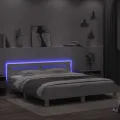 Cadre de lit avec tête de lit et LED blanc 200x200 cm