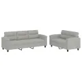 Ensemble de canapés 2 pcs coussins gris clair tissu microfibre