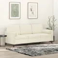 Canapé 3 places avec oreillers décoratifs crème 180 cm velours