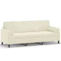 Canapé 3 places avec oreillers décoratifs crème 180 cm velours