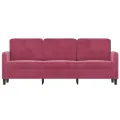 Canapé à 3 places Rouge bordeaux 180 cm Velours