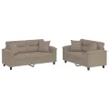 Ensemble de canapés 2 pcs avec coussins Taupe Tissu microfibre