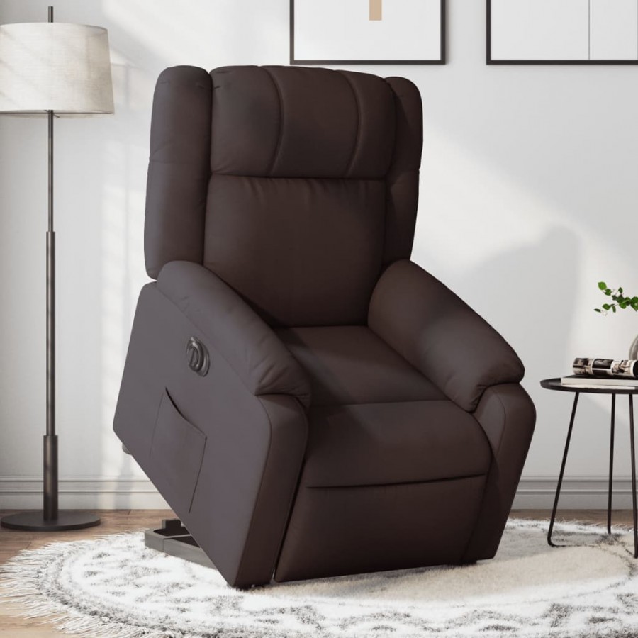 Fauteuil inclinable électrique marron foncé tissu