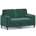Canapé 2 places avec oreillers vert foncé 120 cm velours