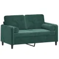 Canapé 2 places avec oreillers vert foncé 120 cm velours