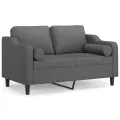 Canapé 2 places avec oreillers gris foncé 120 cm tissu