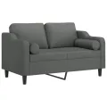 Canapé 2 places avec oreillers gris foncé 120 cm tissu