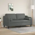 Canapé 2 places avec oreillers gris foncé 140 cm tissu