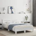 Cadre de lit avec tête de lit et LED blanc 120x200 cm