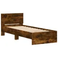 Cadre de lit tête de lit chêne fumé 75x190 cm bois ingénierie