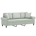 Canapé 3 places avec oreillers gris clair 180 cm velours