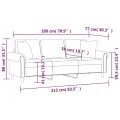 Canapé 3 places avec oreillers gris clair 180 cm velours