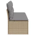 Canapé de jardin avec coussins 3 places beige résine tressée
