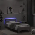 Cadre de lit tête de lit et lumières LED gris béton 100x200 cm