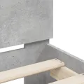 Cadre de lit tête de lit et lumières LED gris béton 100x200 cm