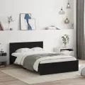Cadre de lit avec tête de lit noir 135x190 cm