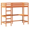 Lit superposé avec bureau cire marron 80x200 cm bois pin massif