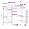 Lit superposé avec bureau cire marron 80x200 cm bois pin massif