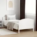 Cadre de lit avec tête de lit blanc 90x200cm bois de pin massif
