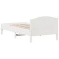 Cadre de lit avec tête de lit blanc 90x190cm bois de pin massif