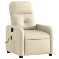 Fauteuil inclinable de massage électrique crème tissu