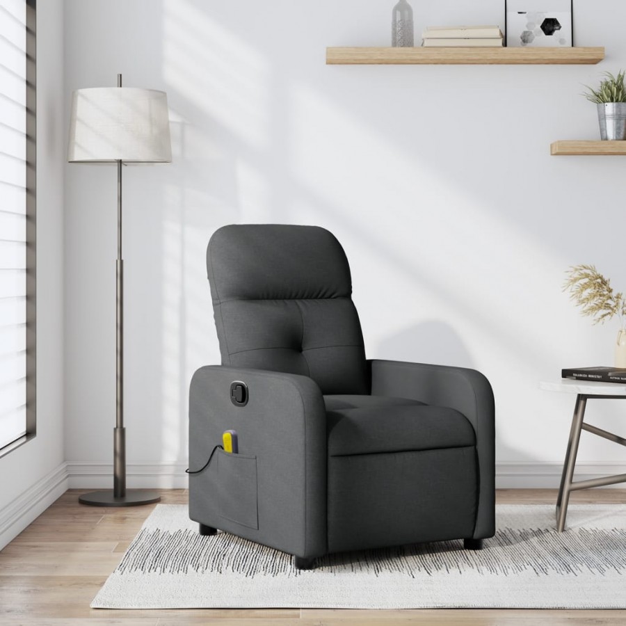 Fauteuil de massage inclinable Gris foncé Tissu