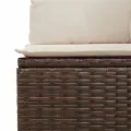 Canapé de jardin sans accoudoirs coussins brun résine tressée