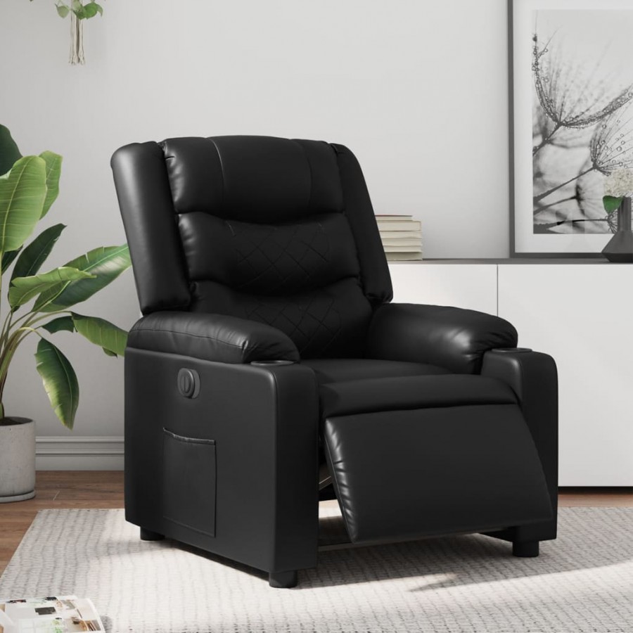 Fauteuil inclinable électrique Noir Similicuir