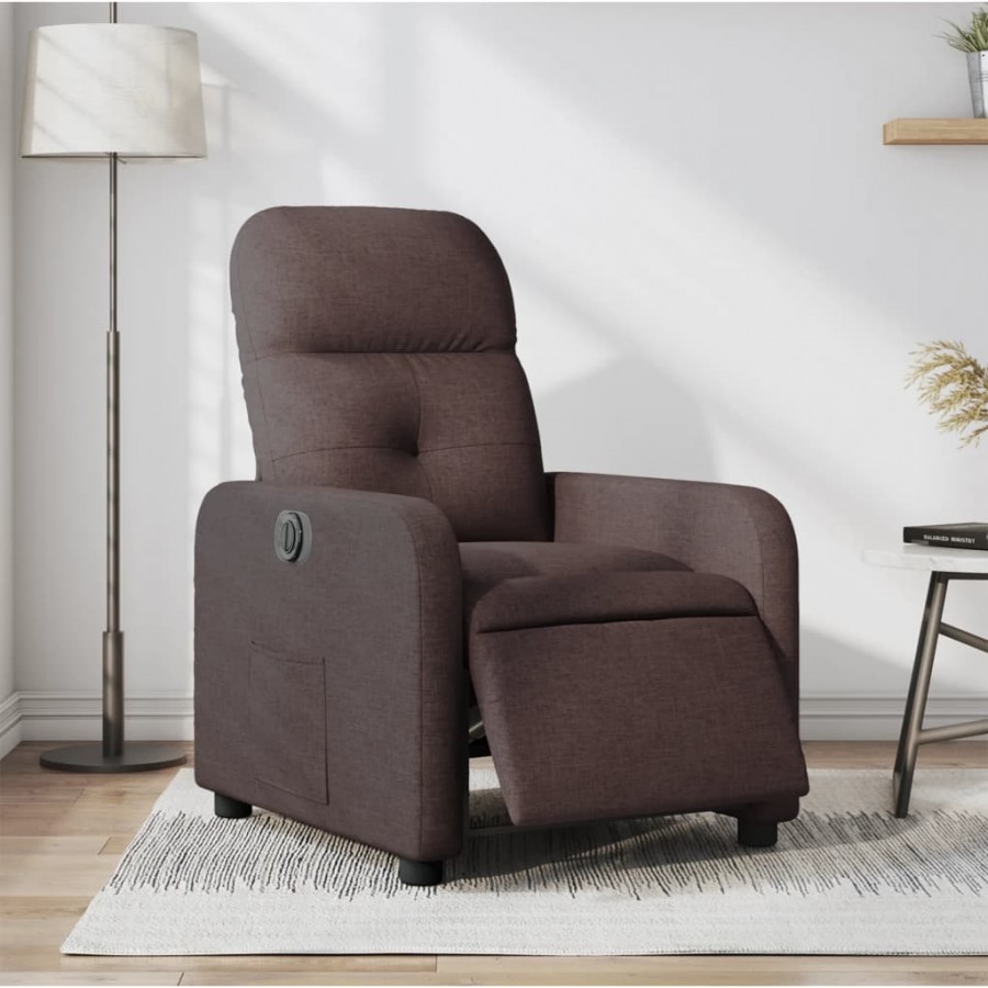 Fauteuil inclinable électrique Marron foncé Tissu