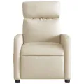 Fauteuil inclinable de massage électrique crème tissu