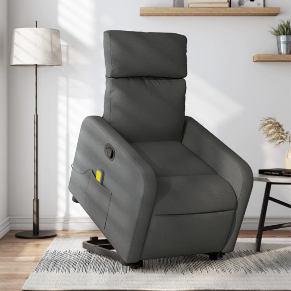 Fauteuil de massage inclinable Gris foncé Tissu