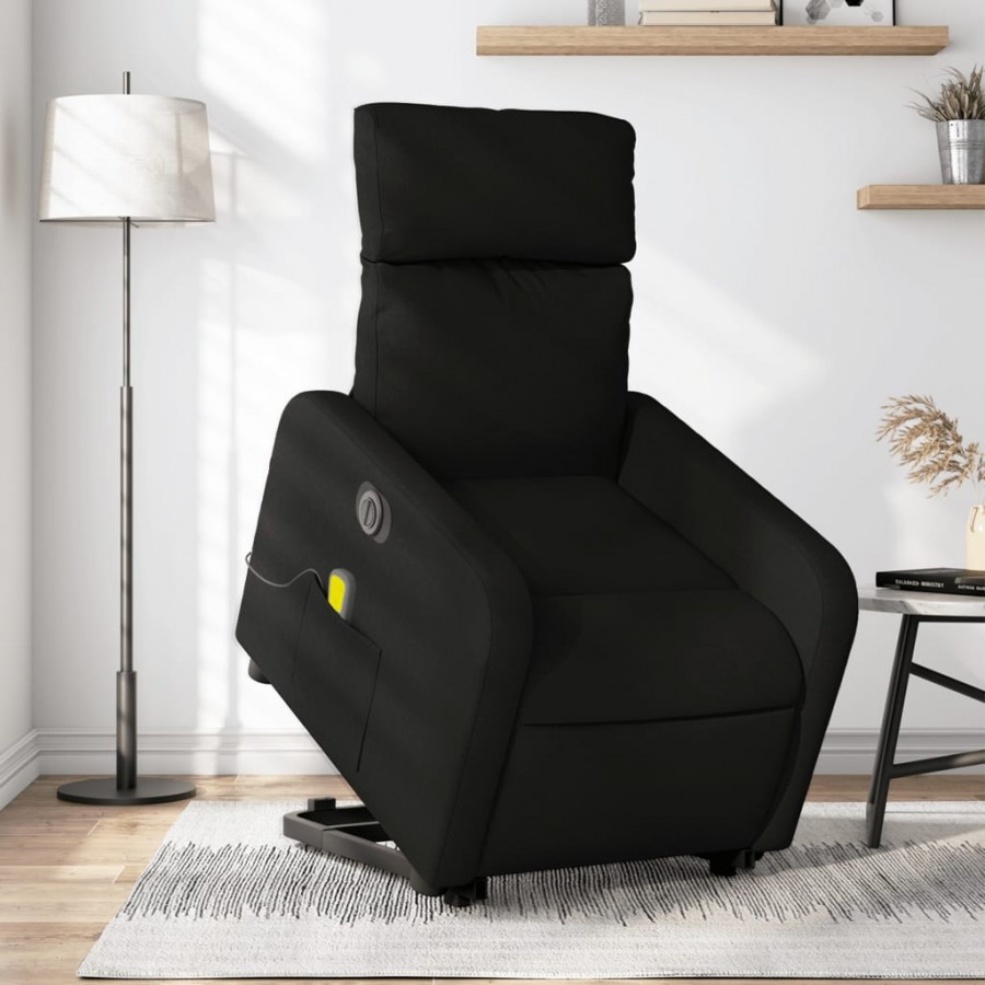 Fauteuil inclinable de massage électrique Noir Tissu