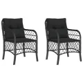 Chaises de jardin avec coussins 2 pcs noir résine tressée