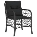 Chaises de jardin avec coussins 2 pcs noir résine tressée