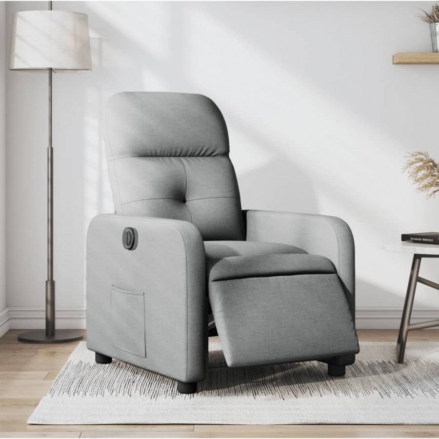 Fauteuil inclinable électrique Gris clair Tissu