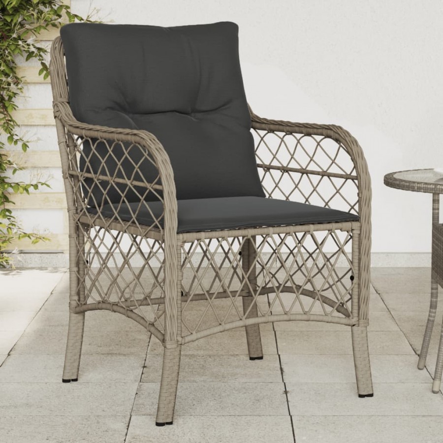 Chaises de jardin coussins lot de 2 gris clair résine tressée