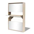 Meuble à chaussures 3 étagères Miroir 63 x 17 x 102,5 cm Chêne