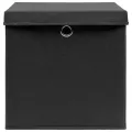 Boîtes de rangement avec couvercle 10 pcs Noir 32x32x32cm Tissu