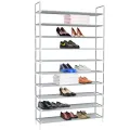 Range-chaussures 10 étagères Métal et Tissu non tissé Argenté