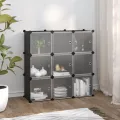 Cubes de rangement 9 pcs avec portes Noir PP