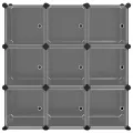 Cubes de rangement 9 pcs avec portes Noir PP
