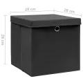 Boîtes de rangement avec couvercles 10 pcs 28x28x28 cm Noir