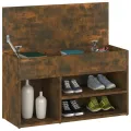 Banc à chaussures Chêne fumé 80x30x45 cm Bois d'ingénierie