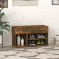 Banc à chaussures Chêne fumé 80x30x45 cm Bois d'ingénierie